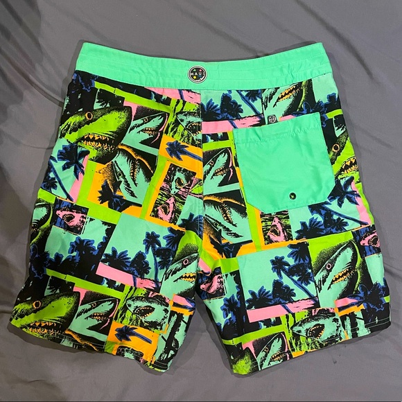 Maui and Sons Neon Shark Jaw Swim Trunks - Picture 2 of 3